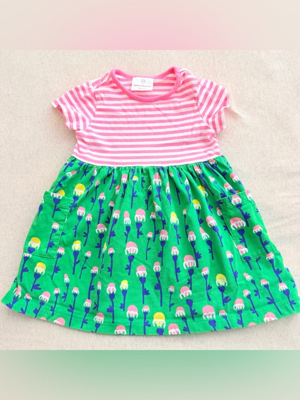 Hanna Andersson Adventure Pink Stripe & Flower Mixie Playdress